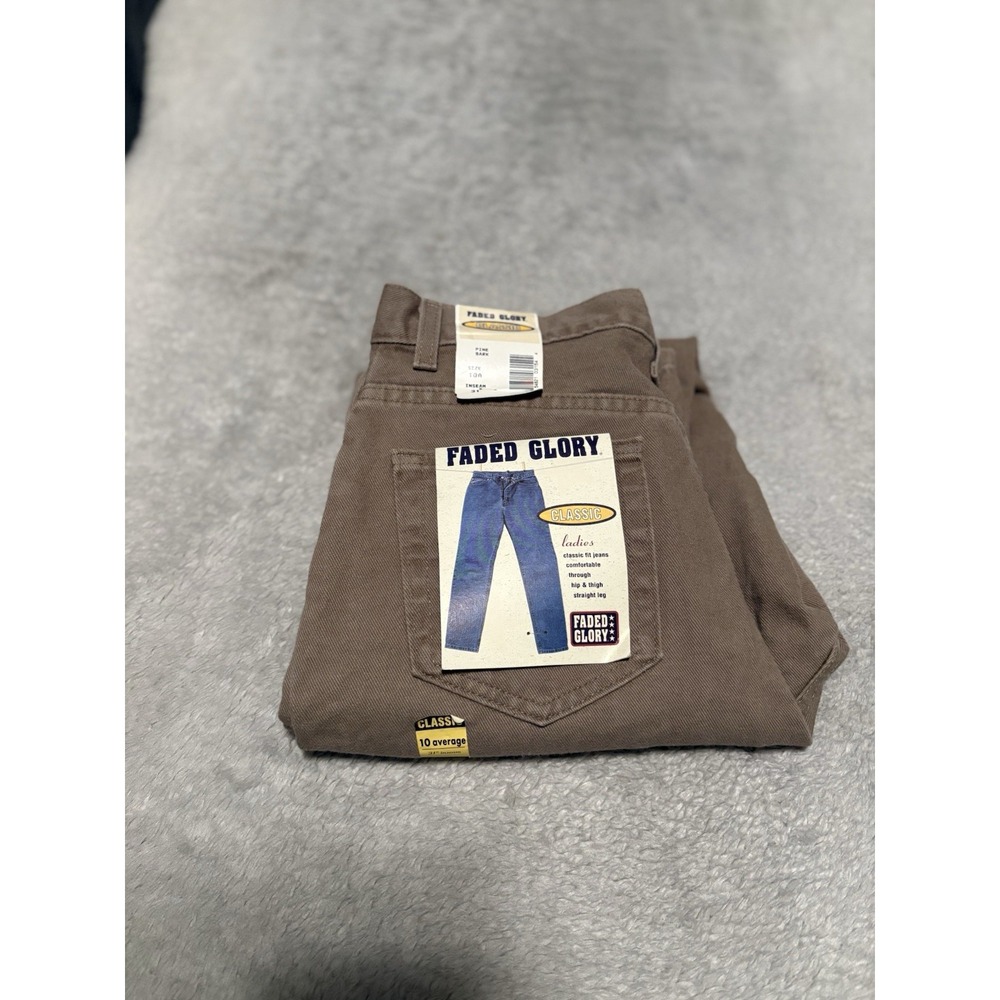 New Faded Glory Classic Ladies Straight Leg Pine Bark Jeans Size 10 Vintage NWT